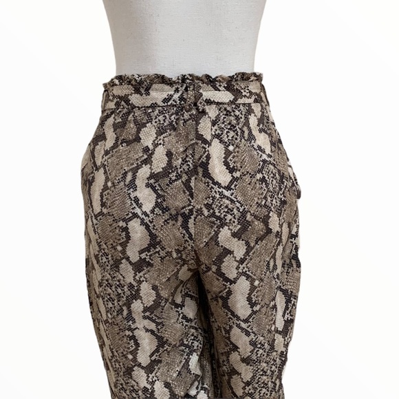 H&M SNAKESKIN BOHO BAGGY LOOSE FIT PULL ON ELASTIC WAISTBAND ANKLE PANTS - Picture 9 of 10